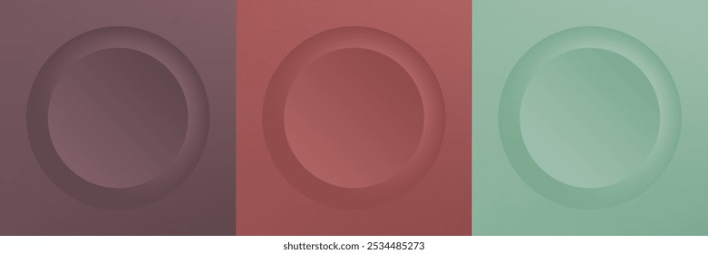 Conjunto de abstrato 3d bege, design de quadro de círculo de cor diferente para produto cosmético. Coleção de fundo geométrico de cores da moda com espaço de cópia. Vista superior. Vetor EPS10