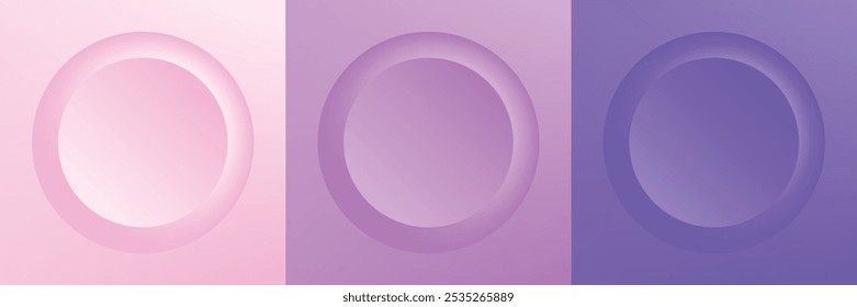 Set aus abstraktem 3D-Beige, verschiedene Farbe Kreis Rahmen Design für Kosmetik-Produkt. Sammlung von trendigen Farbe geometrischen Hintergrund mit Kopienraum. Draufsicht. Vektor-EPS10