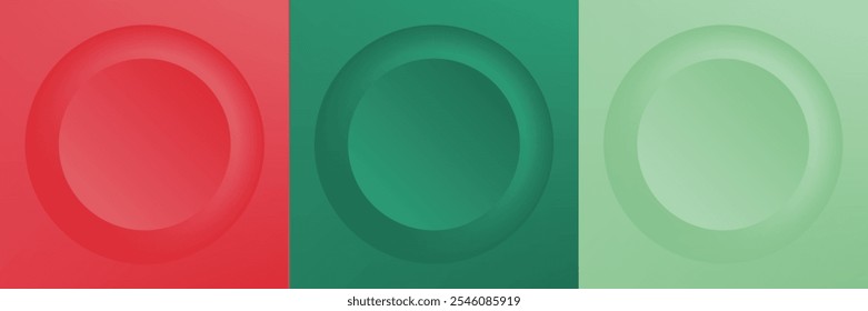 Conjunto de 3d beige abstracto, diseño de marco de círculo de color diferente para el producto cosmético. Colección de fondo geométrico de color de moda con espacio de copia. Escena de vista superior. Vector EPS10