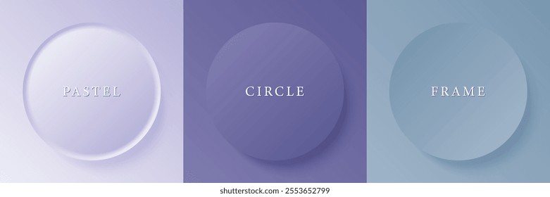 Set of abstract 3d beige, different color circle frame design for cosmetic product. Collection of trendy color geometric background with copy space. Top view scene. Vector EPS10