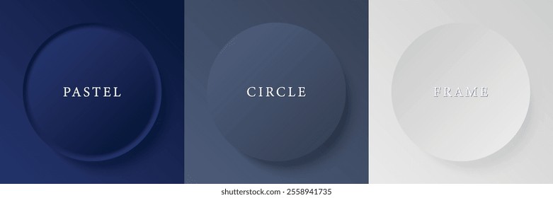 Set of abstract 3d beige, different color circle frame design for cosmetic product. Collection of trendy color geometric background with copy space. Top view scene. Vector EPS10