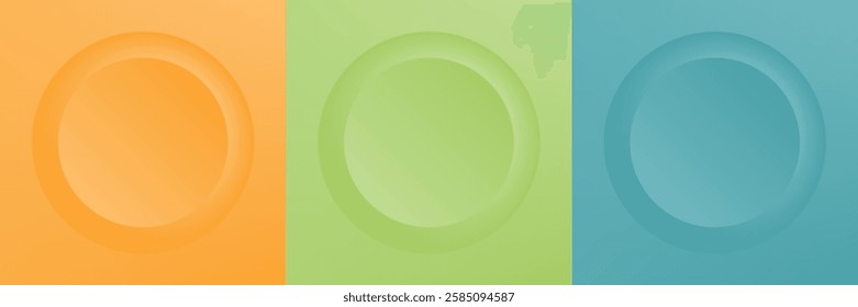 Set of abstract 3d beige, different color circle frame design for cosmetic product. Collection of trendy color geometric background with copy space. Top view scene. Vector EPS10