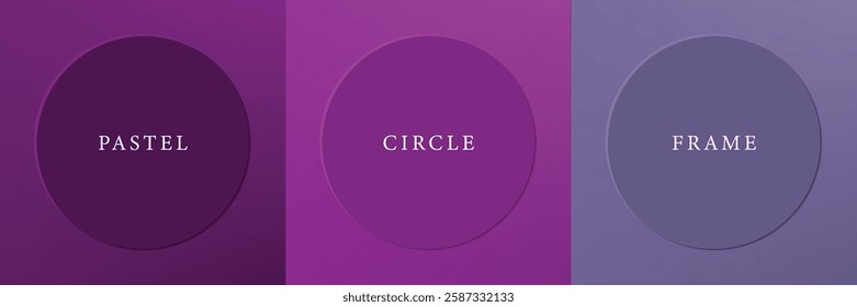 Set of abstract 3d beige, different color circle frame design for cosmetic product. Collection of trendy color geometric background with copy space. Top view scene. Vector EPS10