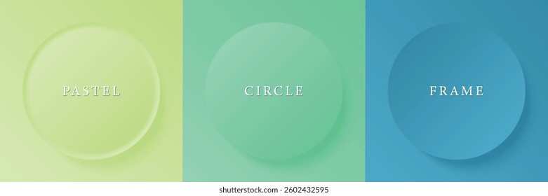 Set of abstract 3d beige, different color circle frame design for cosmetic product. Collection of trendy color geometric background with copy space. Top view scene. Vector EPS10