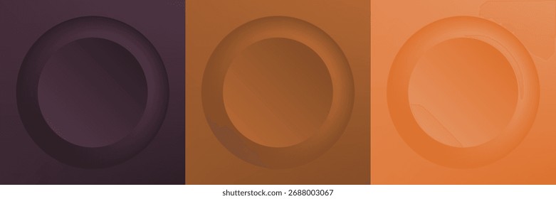 Conjunto de abstrato 3d bege, design de quadro de círculo de cor diferente para produto cosmético. Coleção de fundo geométrico de cores da moda com espaço de cópia. Vista superior. Vetor EPS10