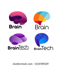 set of abstract 3d brain logo in vector