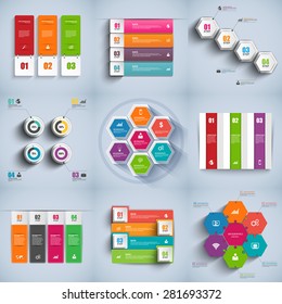 Set of abstract 3D digital business Infographic. Can be used for workflow layout, banner, diagram, number options, web design.