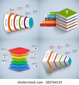 Set of Abstract 3D digital business Infographic