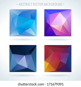 Set of abstract 3D geometric colorful triangle vector background