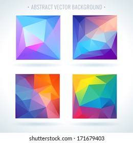 Set of abstract 3D geometric colorful triangle vector background