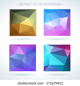 Set of abstract 3D geometric colorful triangle vector background