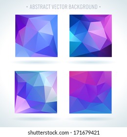 Set of abstract 3D geometric colorful triangle vector background