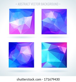Set of abstract 3D geometric colorful triangle vector background