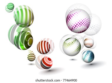 Set of abstract 3d glossy sphere design.