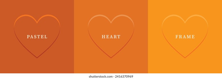 Conjunto de corazón 3D abstracto, diseño de marco de forma de corazón 3D de diferentes colores. Colección de fondo geométrico para la visualización de productos cosméticos. Vista superior. Ilustración del vector