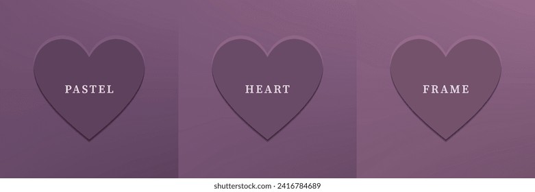 Conjunto de corazón 3D abstracto, diseño de marco de forma de corazón 3D de diferentes colores. Colección de fondo geométrico para la visualización de productos cosméticos. Vista superior. Ilustración del vector