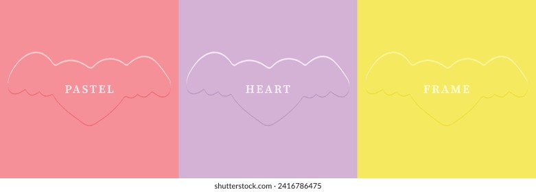 Conjunto de corazón 3D abstracto, diseño de marco de forma de corazón 3D de diferentes colores. Colección de fondo geométrico para la visualización de productos cosméticos. Vista superior. Ilustración del vector