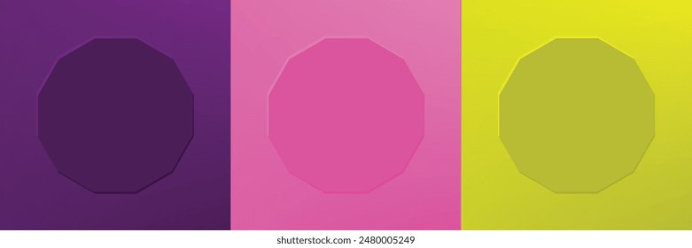 Conjunto de diseño abstracto del marco del hexágono 3d para el producto cosmético. Colección de fondo geométrico mínimo con espacio de copia. Vista superior. Vector EPS10