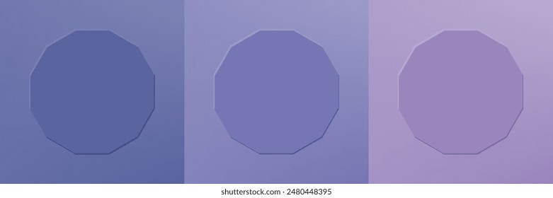 Set of abstract 3d hexagon frame design for cosmetic product. Collection of minimal geometric background with copy space. Top view scene. Vector EPS10