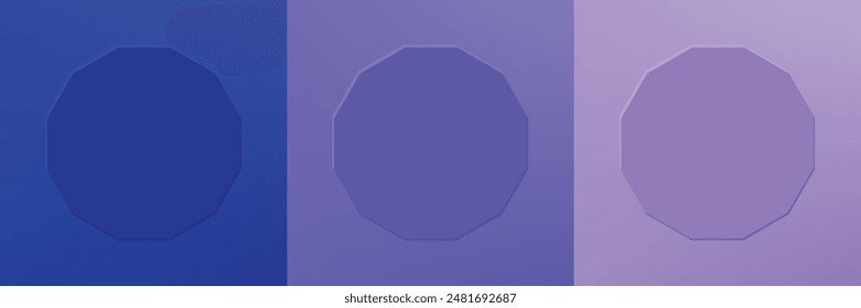 Set of abstract 3d hexagon frame design for cosmetic product. Collection of minimal geometric background with copy space. Top view scene. Vector EPS10