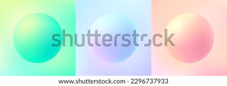 Set of abstract 3D liquid fluid circles in blue hologram color, pink and green background. Creative minimal bubble trendy gradient template for cover brochure, flyer, poster, banner web. Vector EPS10.
