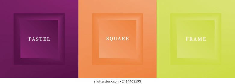 Set von abstraktem 3D-Luxus Quadrat-Rahmen-Design. Kollektion der geometrischen Szene für kosmetische Mittel. Gestaltungselemente. Draufsicht auf Podium oder Podest. EPS10-Vektor.