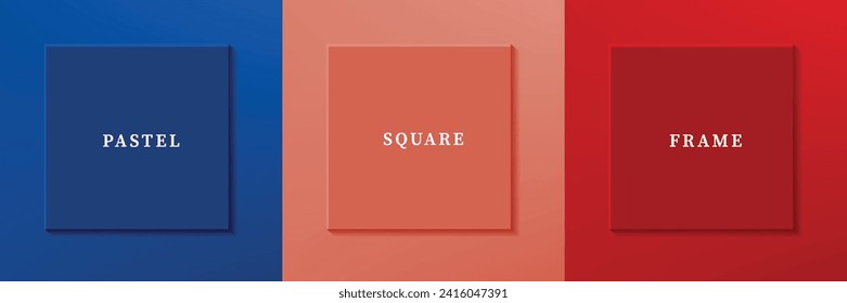 Set of abstract 3D luxry square frame border design. Collection of geometric scene for cosmetic product. Elements for design. Top view of podium or pedestal. EPS10 vector.