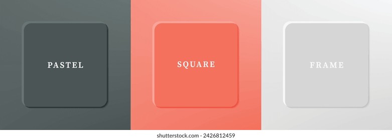Conjunto de diseño de borde de marco cuadrado de lujo 3D abstracto. Colección de escena geométrica para producto cosmético. Elementos para el diseño. Vista superior del podio o pedestal. Vector EPS10.