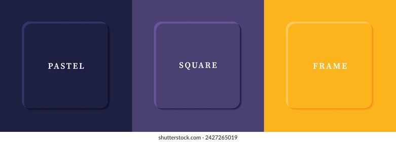 Set of abstract 3D luxry square frame border design. Collection of geometric scene for cosmetic product. Elements for design. Top view of podium or pedestal. EPS10 vector.