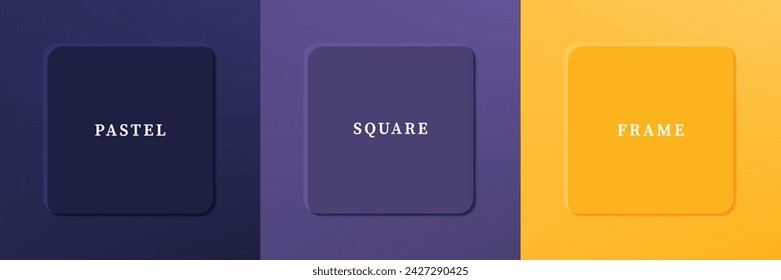 Set of abstract 3D luxry square frame border design. Collection of geometric scene for cosmetic product. Elements for design. Top view of podium or pedestal. EPS10 vector.