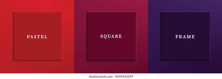 Set of abstract 3D luxry square frame border design. Collection of geometric scene for cosmetic product. Elements for design. Top view of podium or pedestal. EPS10 vector.