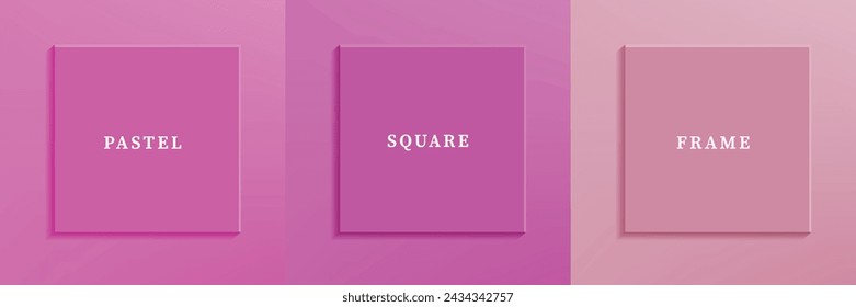 Set of abstract 3D luxry square frame border design. Collection of geometric scene for cosmetic product. Elements for design. Top view of podium or pedestal. EPS10 vector.
