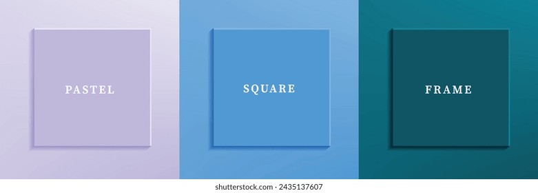 Set of abstract 3D luxry square frame border design. Collection of geometric scene for cosmetic product. Elements for design. Top view of podium or pedestal. EPS10 vector.