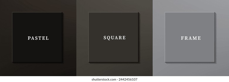 Conjunto de diseño de borde de marco cuadrado de lujo 3D abstracto. Colección de escena geométrica para producto cosmético. Elementos para el diseño. Vista superior del podio o pedestal. Vector EPS10.