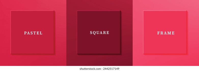 Set of abstract 3D luxry square frame border design. Collection of geometric scene for cosmetic product. Elements for design. Top view of podium or pedestal. EPS10 vector.