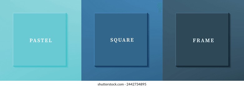 Conjunto de diseño de borde de marco cuadrado de lujo 3D abstracto. Colección de escena geométrica para producto cosmético. Elementos para el diseño. Vista superior del podio o pedestal. Vector EPS10.
