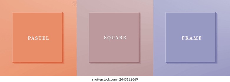Conjunto de diseño de borde de marco cuadrado de lujo 3D abstracto. Colección de escena geométrica para producto cosmético. Elementos para el diseño. Vista superior del podio o pedestal. Vector EPS10.