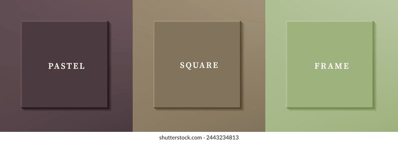 Set of abstract 3D luxry square frame border design. Collection of geometric scene for cosmetic product. Elements for design. Top view of podium or pedestal. EPS10 vector.