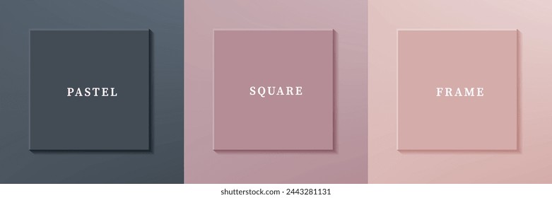 Set of abstract 3D luxry square frame border design. Collection of geometric scene for cosmetic product. Elements for design. Top view of podium or pedestal. EPS10 vector.