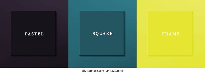 Conjunto de diseño de borde de marco cuadrado de lujo 3D abstracto. Colección de escena geométrica para producto cosmético. Elementos para el diseño. Vista superior del podio o pedestal. Vector EPS10.