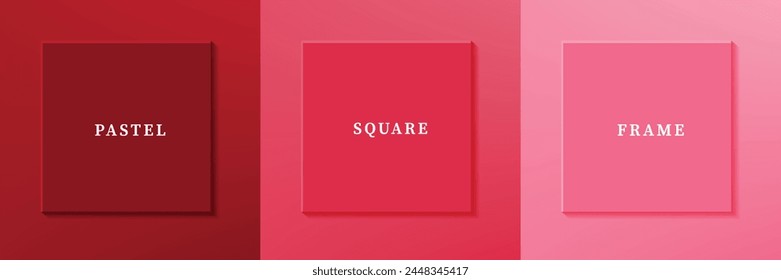 Set of abstract 3D luxry square frame border design. Collection of geometric scene for cosmetic product. Elements for design. Top view of podium or pedestal. EPS10 vector.