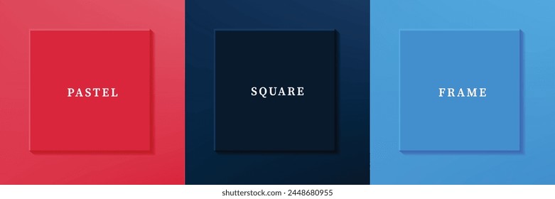 Conjunto de diseño de borde de marco cuadrado de lujo 3D abstracto. Colección de escenas geométricas para productos cosméticos. Elementos para el diseño. Vista superior del podio o pedestal. VECTOR EPS10.