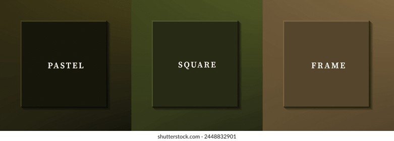 Set of abstract 3D luxry square frame border design. Collection of geometric scene for cosmetic product. Elements for design. Top view of podium or pedestal. EPS10 vector.