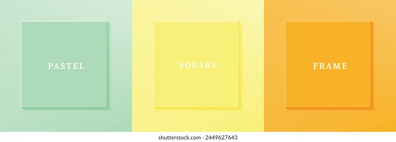Set of abstract 3D luxry square frame border design. Collection of geometric scene for cosmetic product. Elements for design. Top view of podium or pedestal. EPS10 vector.