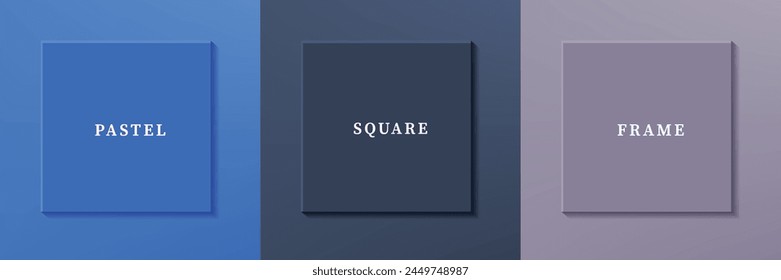 Set of abstract 3D luxry square frame border design. Collection of geometric scene for cosmetic product. Elements for design. Top view of podium or pedestal. EPS10 vector.