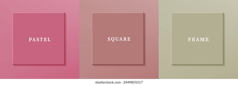 Set von abstrakten 3D luxuriösen quadratischen Rahmen Rand Design. Kollektion einer geometrischen Szene für ein kosmetisches Produkt. Elemente für Design. Draufsicht auf Podium oder Podest. EPS10-Vektorgrafik.