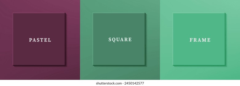Conjunto de diseño de borde de marco cuadrado de lujo 3D abstracto. Colección de escenas geométricas para productos cosméticos. Elementos para el diseño. Vista superior del podio o pedestal. VECTOR EPS10.