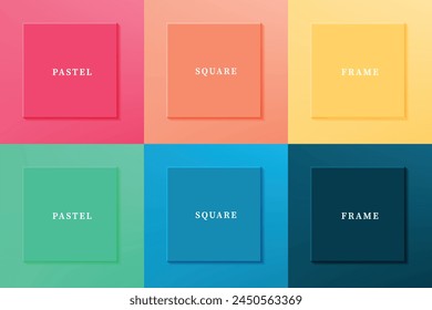 Set of abstract 3D luxry square frame border design. Collection of geometric scene for cosmetic product. Elements for design. Top view of podium or pedestal. EPS10 vector.