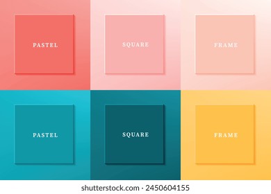Conjunto de diseño de borde de marco cuadrado de lujo 3D abstracto. Colección de escenas geométricas para productos cosméticos. Elementos para el diseño. Vista superior del podio o pedestal. VECTOR EPS10.