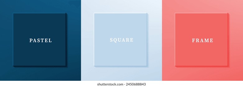 Conjunto de diseño de borde de marco cuadrado de lujo 3D abstracto. Colección de escenas geométricas para productos cosméticos. Elementos para el diseño. Vista superior del podio o pedestal. VECTOR EPS10.